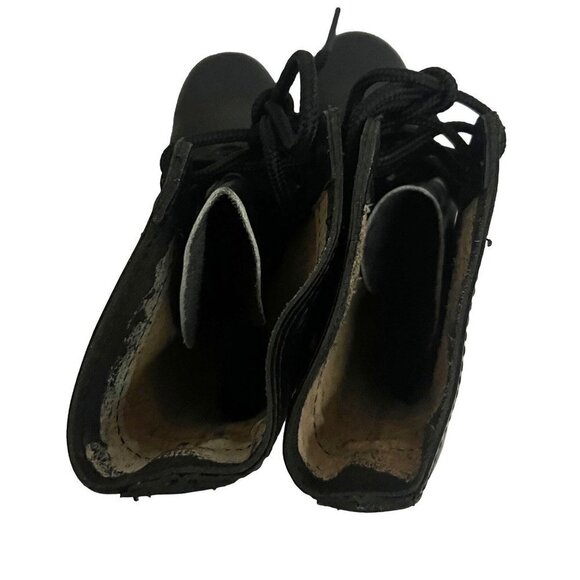 Mens Black Leather Lace Up Combat Jump Biker Boots US 6W Unisex Non Slip New - Picture 5 of 9